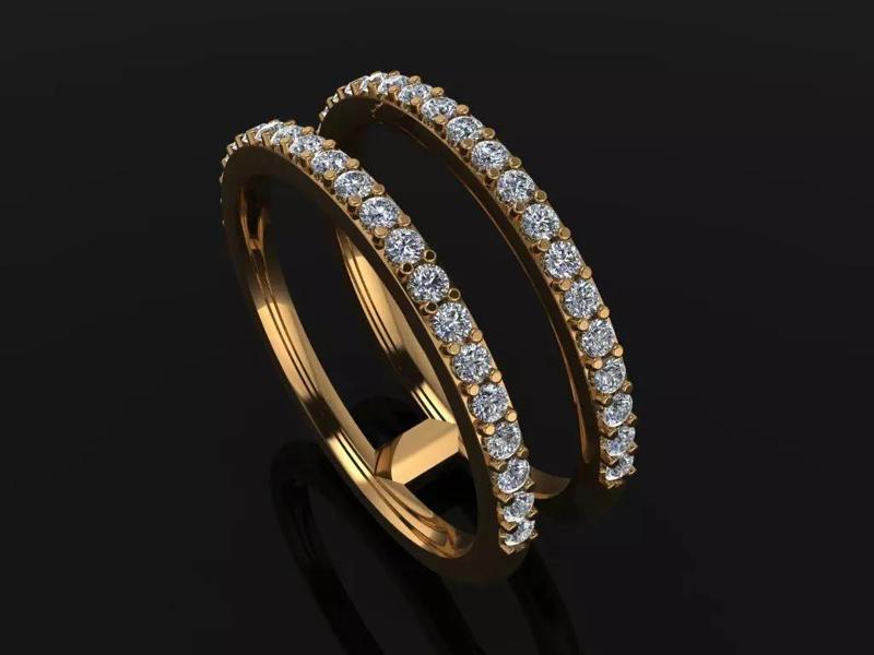DOUBLE DIAMOND ROW BAND RING SIZE 4