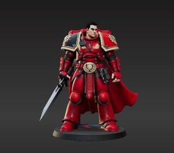 Ancient Winged Champion - Super Soldier Figurine with Serrated Chainblade & Holstered Pistol - Tabletop Leader