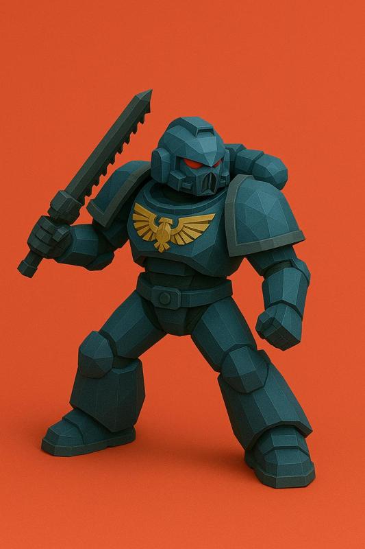 Warhammer Space Marine 3D Model | Low Poly Printable Figure for Tabletop & Display
