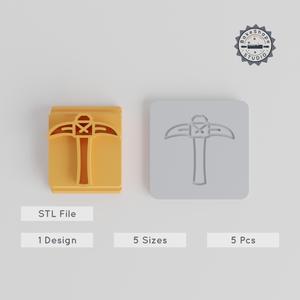 Pick Axe Stamp Tile Set, 5 Motif Sizes 20-40mm, Perfect for Clay, Cookies & Fondant