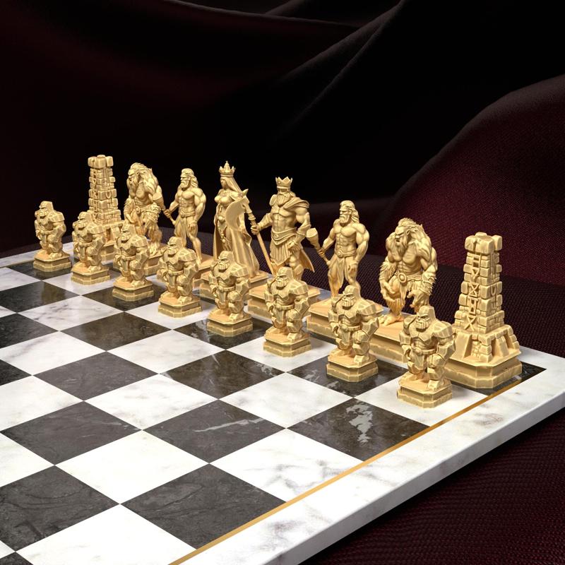 Titan Chess Set STL | 3D Printable Mythology Chess Pieces