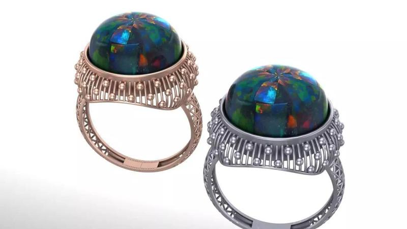 Arabic ring with circular stone