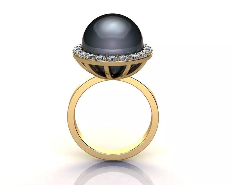 Black  Pearl Ring   3D printing model