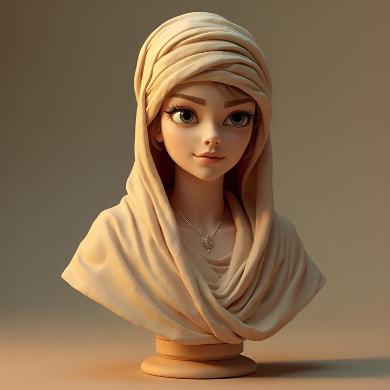 28-32mm Fantasy Busto: Veiled Lady Head