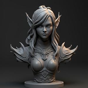 Elven Warrior Bust: 28-32mm Miniature