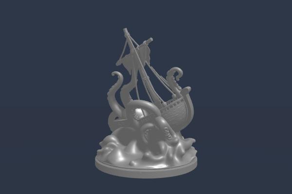 DIB Octopus Ship .Stl .Glb for 3D Printer
