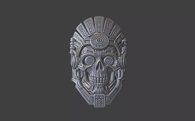 mayan inca style skull warrior ring