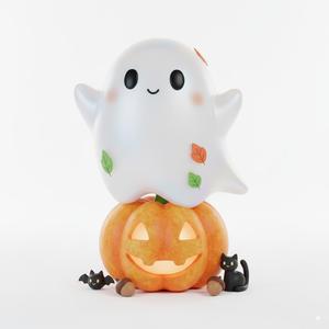 Adorable Ghost & Pumpkin Duo - Cute Halloween & Fall Decor 3D Print Figurine
