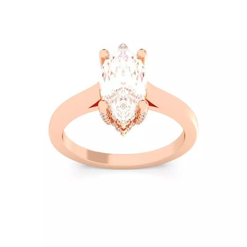 MARQUIS Cut Hidden Halo Engagement Ring