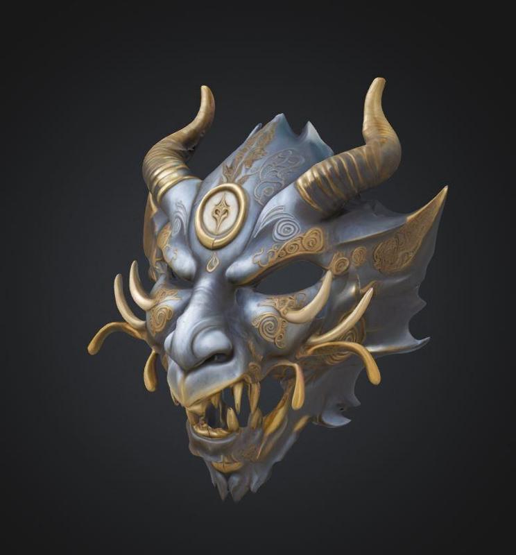 Dragon Pattern Face Mask - Mitoloji Dragon Embroidered Mask 3D print model