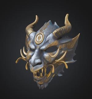 Dragon Pattern Face Mask - Mitoloji Dragon Embroidered Mask 3D print model