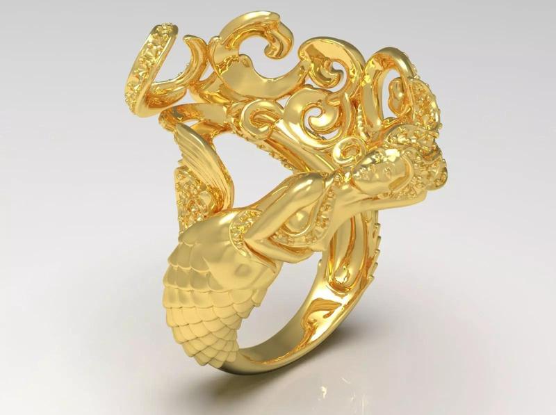 Luxury yellow gold mermaid ring model jr00108