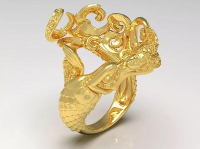 Luxury yellow gold mermaid ring model jr00108