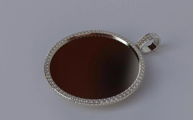 Picture Pendant -  2mm Top and Smaller Side Stones - XLARGE