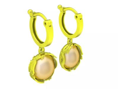 Oval Ruby Phoenix Drop Hoop Earrings 5666A