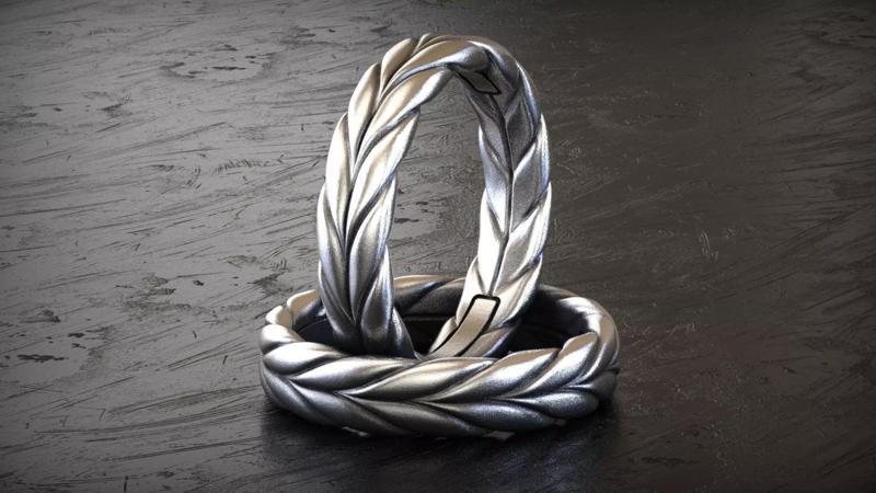 Gents Chevron Woven Band Ring