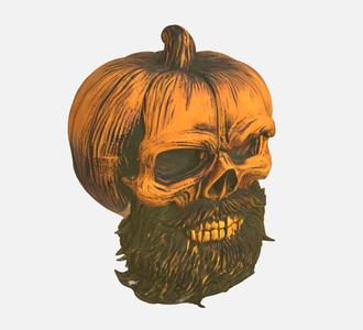 Pumpkin beard skull
