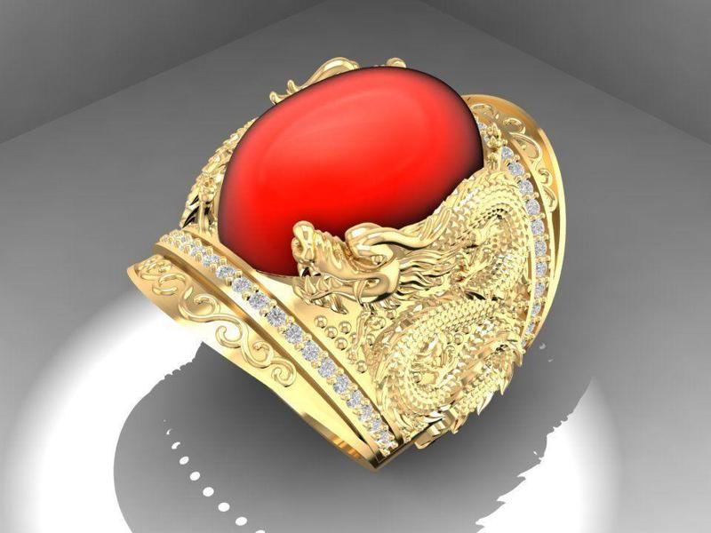Luxury Dragon Ring with Gemstone for Men 1581