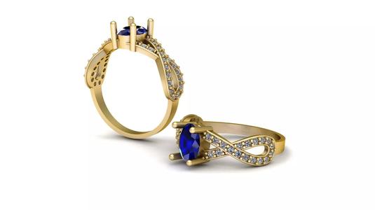 Gold Infinity Ring with Blue Sapphire