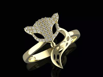 Fox ring  gold printable jewelry 3D model