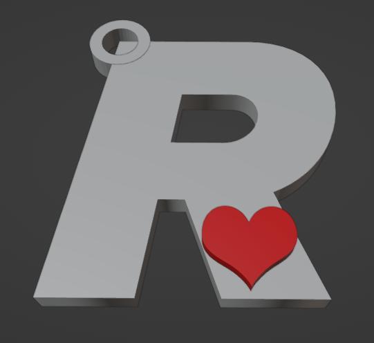 KEYCHAIN LETTER R WITH HEART