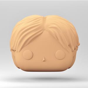 A male head in a Funko POP style. Middle Part Hairstyles for Men. MH_9-3