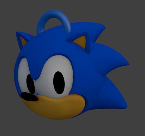 Sonic Head Keychain - Chibi Hedgehog Style - Sonic the Hedgehog - Ready to Print