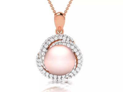 Women pearl pendant 3dm render detail