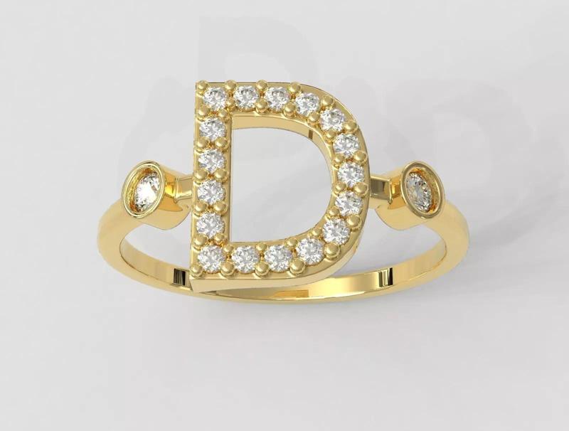 Diamond Letter Ring - D