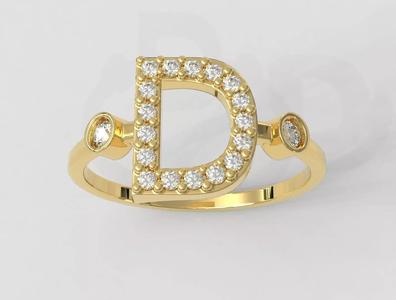 Diamond Letter Ring - D