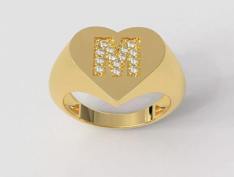 Heart Letter Ring - M