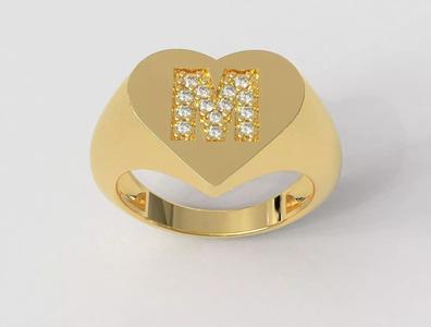 Heart Letter Ring - M
