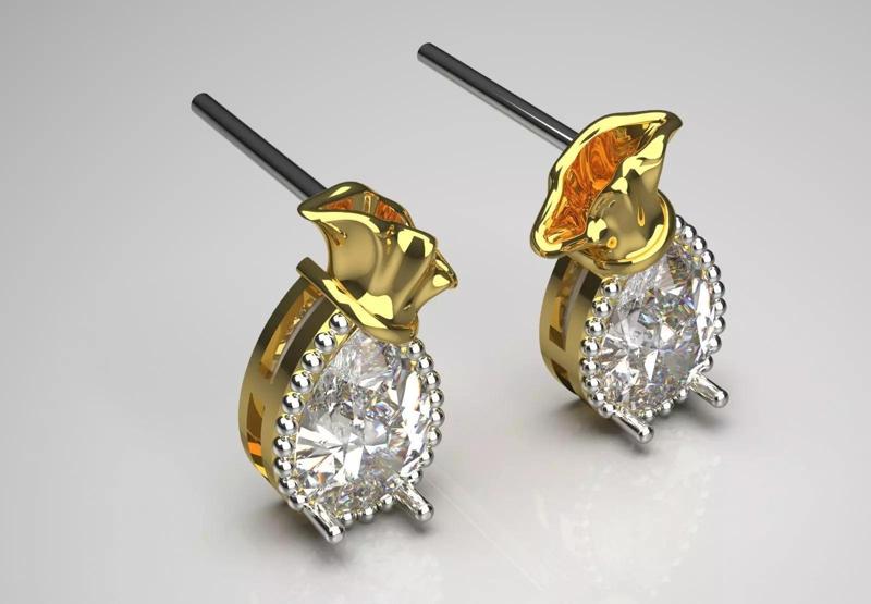 Diamond Bag Stud Earrings je0101
