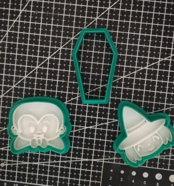 Halloween cookie cutters Vampire, witch and coffin.