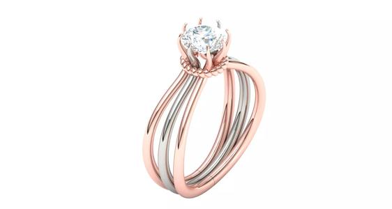 Rose gold -Diamond Ring- 3DM AND STL File  - DC LR-0809