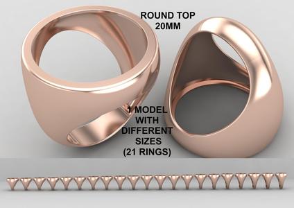 Round gemstone Ring Base 20MM top in All sizes 185-MWC