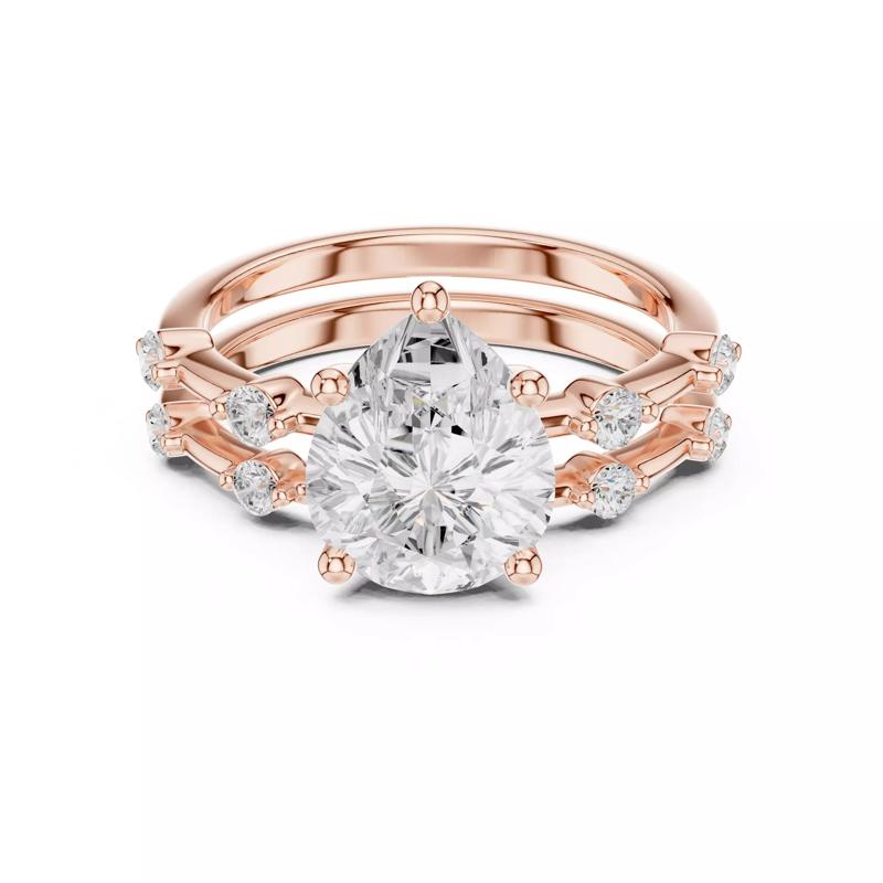 Round Separate Diamond Pear Cut Wedding Ring Set 3DM STL Video