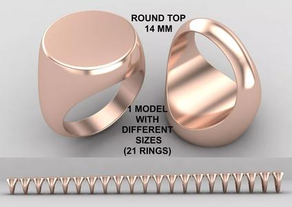 Round Signet Ring Base 14MM top in All sizes 167-MWC