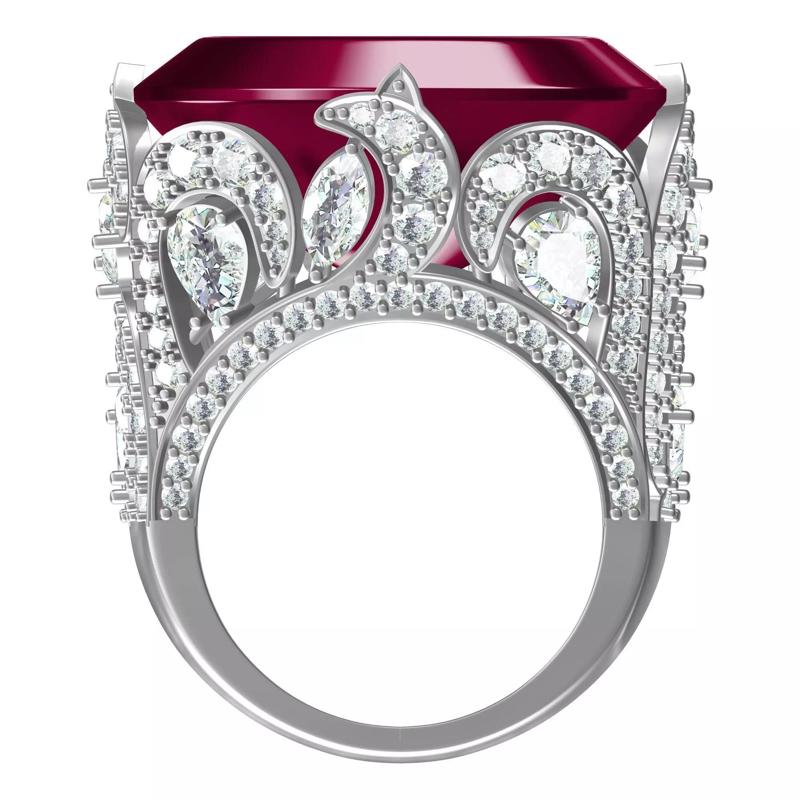 Ruby Cushion Cut Diamont Women Cocktail Ring