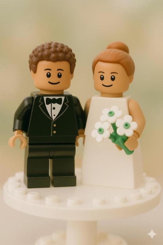 LEGO Style Wedding Couple - Unforgettable Cake Topper