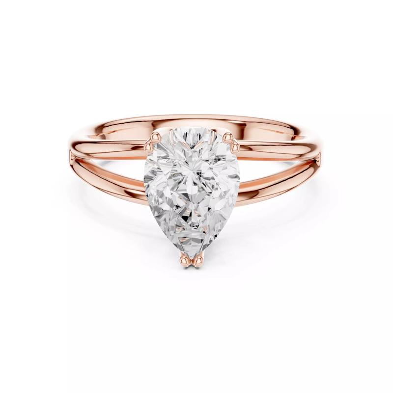 Solitaire Pear Cut Diamond Split Shank Wedding Ring File Video