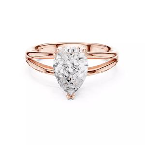 Solitaire Pear Cut Diamond Split Shank Wedding Ring File Video