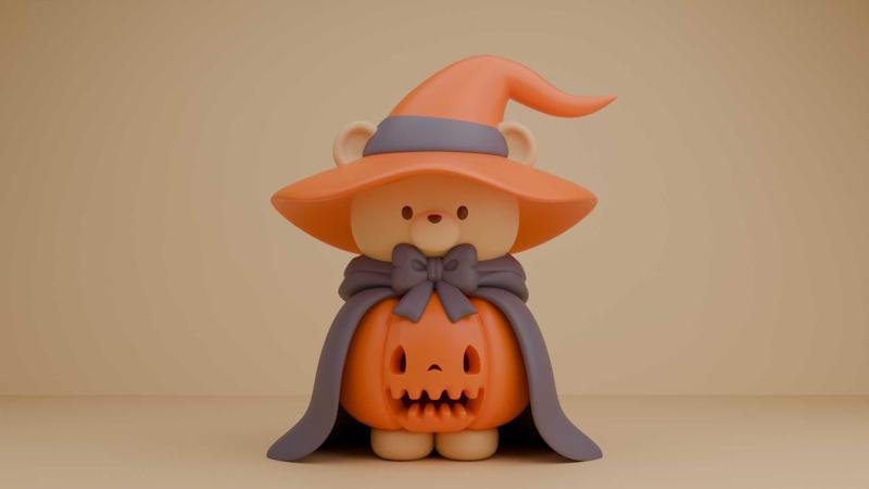 Halloween bear and pumpkin