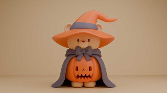 Halloween bear and pumpkin