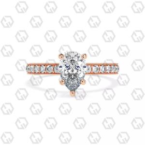 Ring 217 Pear shape milgrain pave set with Gems