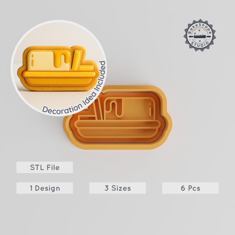 Butter Shape Cutter & Stamp, Perfect for Cookies & Fondant, Set of 6, Includes S/M/L Sizes, Ideal for Baking Decor