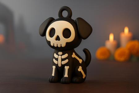 Little Skeleton Dog Keychain – Day of the Dead | halloween