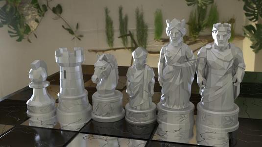 🏛️ Low Poly Roman Chess Set - STL Pack