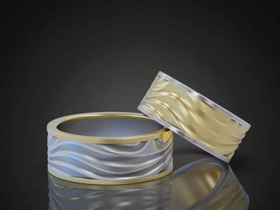 Promise rings wedding bands waves pattern