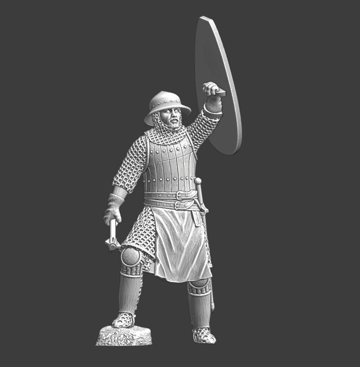 Medieval Infantryman celebrating - shield up